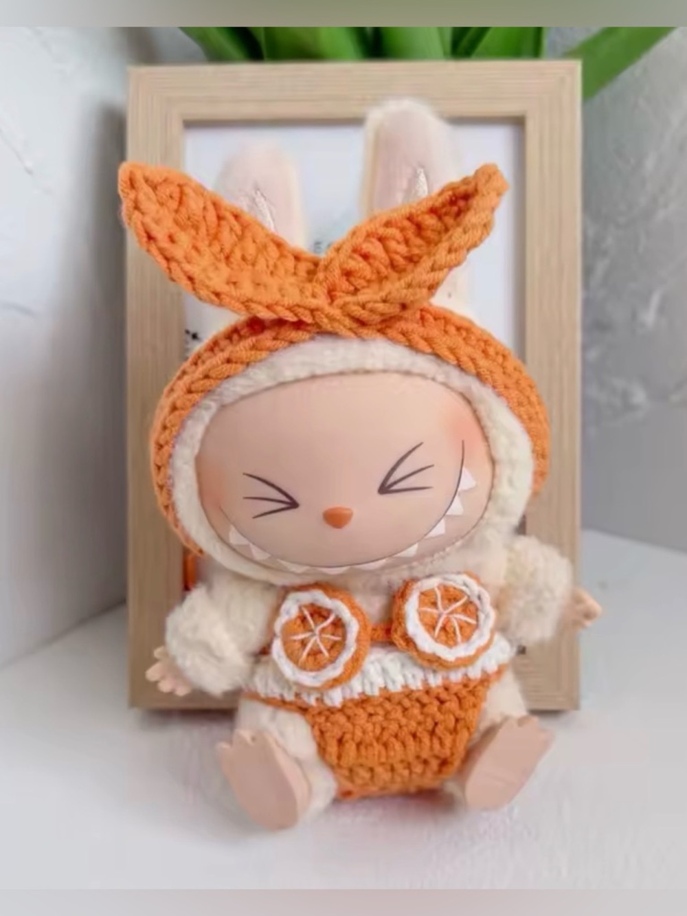 Plush Labubu Orange Crochet Outfit - doll NOT included